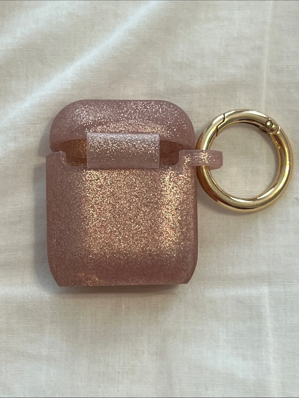 Glitter Pink Apple AirPods Generation 1 & 2 Case with Keyring